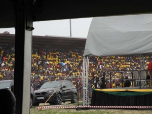Thousands of ANC (African National Congress) supporters came to support Jacob Zuma at a rally. The party has taken an unfortunate turn since Mandela's presidency.