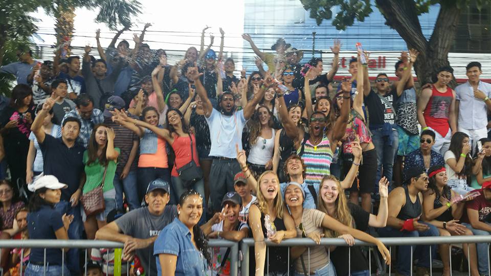 The Sustainable Bolivia crowd at Cochabamba's famous Corso festival.